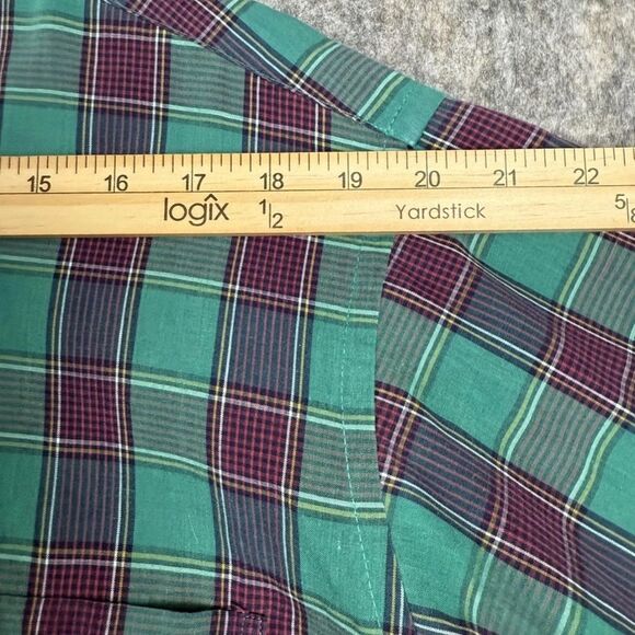 London Fog Shirt Men XL Green Maroon Check Cotton Casual Long Sleeve Button-Down - Picture 8 of 8